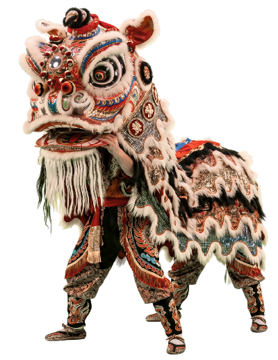 Un león chino de la danza tradicional China del León.